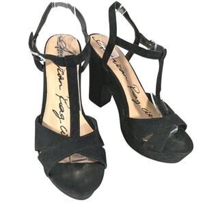 NWOT-1 SHOW! AMERICAN RAG! BLACK SUEDE MICROFIBER SUPER CHUNKY HEELS! SZ 10M